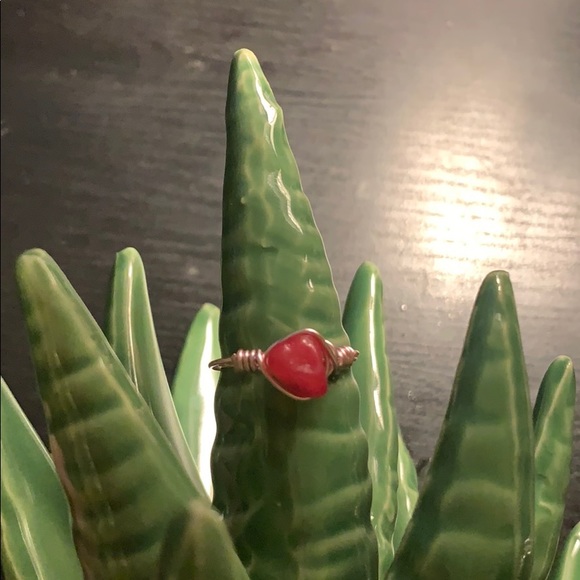 Pink Wire Handmade Red Quartz Crystal Ring - Picture 2 of 3
